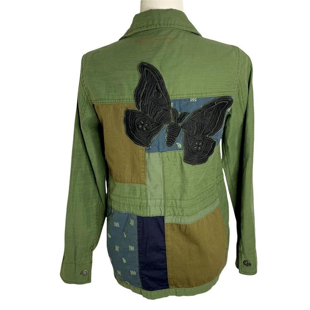 Anthropologie Hei Hei Utility Jacket XS Green Patchwork Embroidered Field NEW